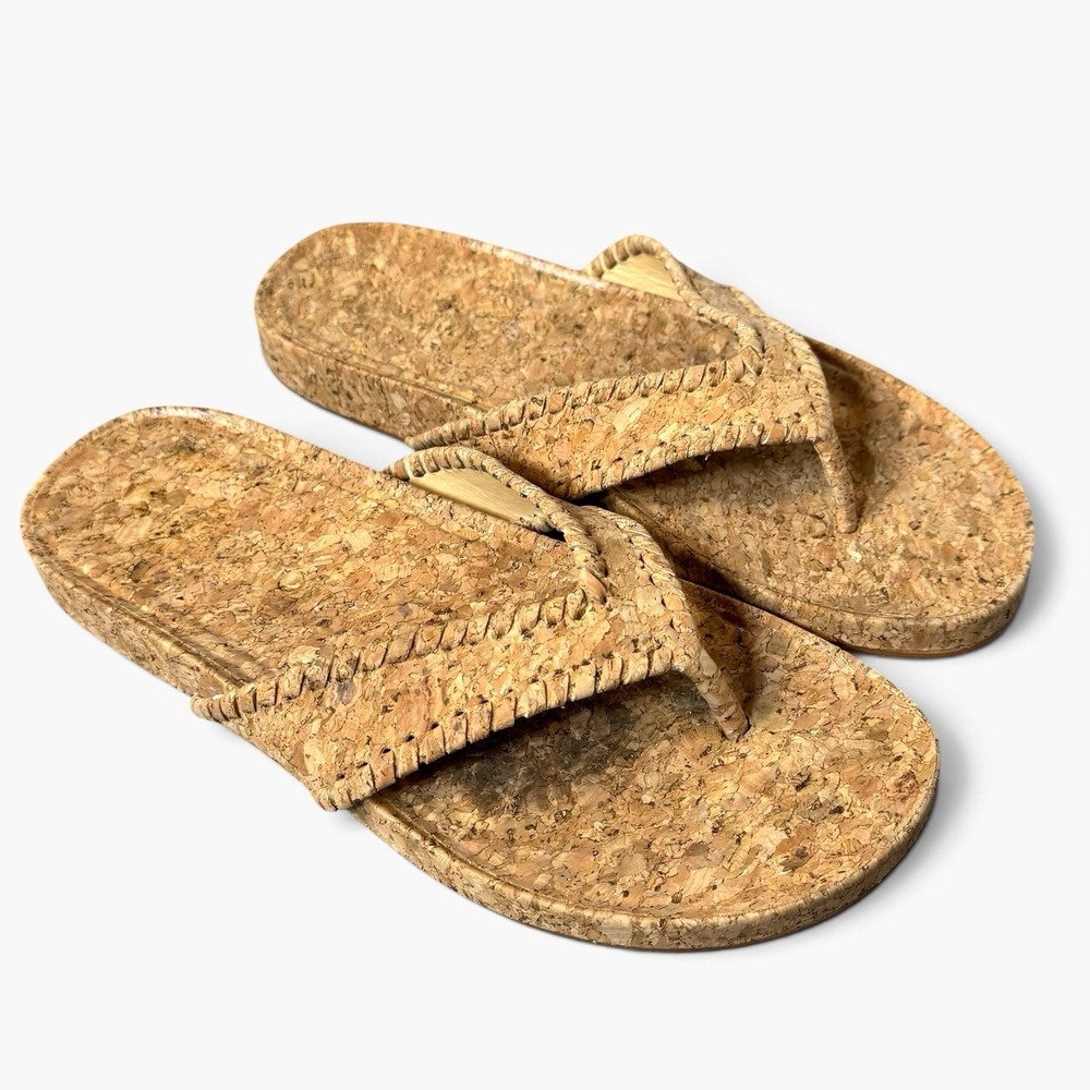 Jack Rogers Tess Natural Cork Flat Thong Sandals Flip Flops Size 8.5M Boho